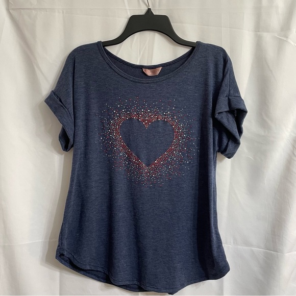 SJS Blue Red Graphic Small Tee Relaxed Fit Summer Patriotic Festival - Picture 1 of 4